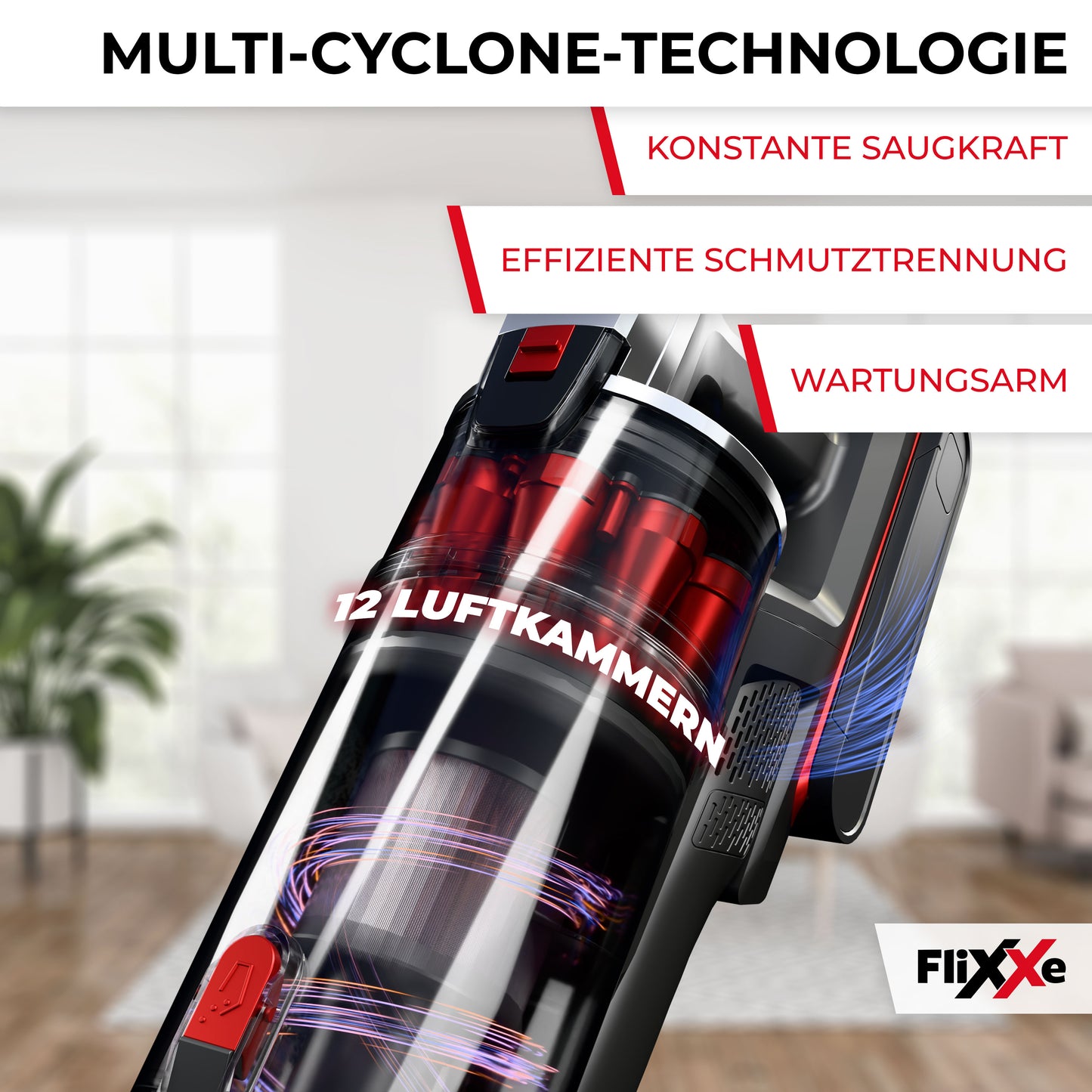 FliXXe T12 Multi-Zyklon Akku Staubsauger